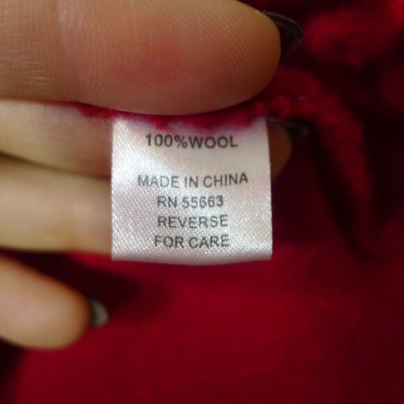 For Cynthia Boiled Wool Ruffle Embroidered Sweater Blazer - Red PM - Picture 7 of 8